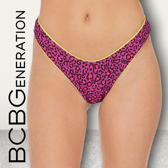 BCBGeneration Other - NWT BCBGeneration Reversibl Purple & Pink Leopard Print/Green Bikini Bottoms XL